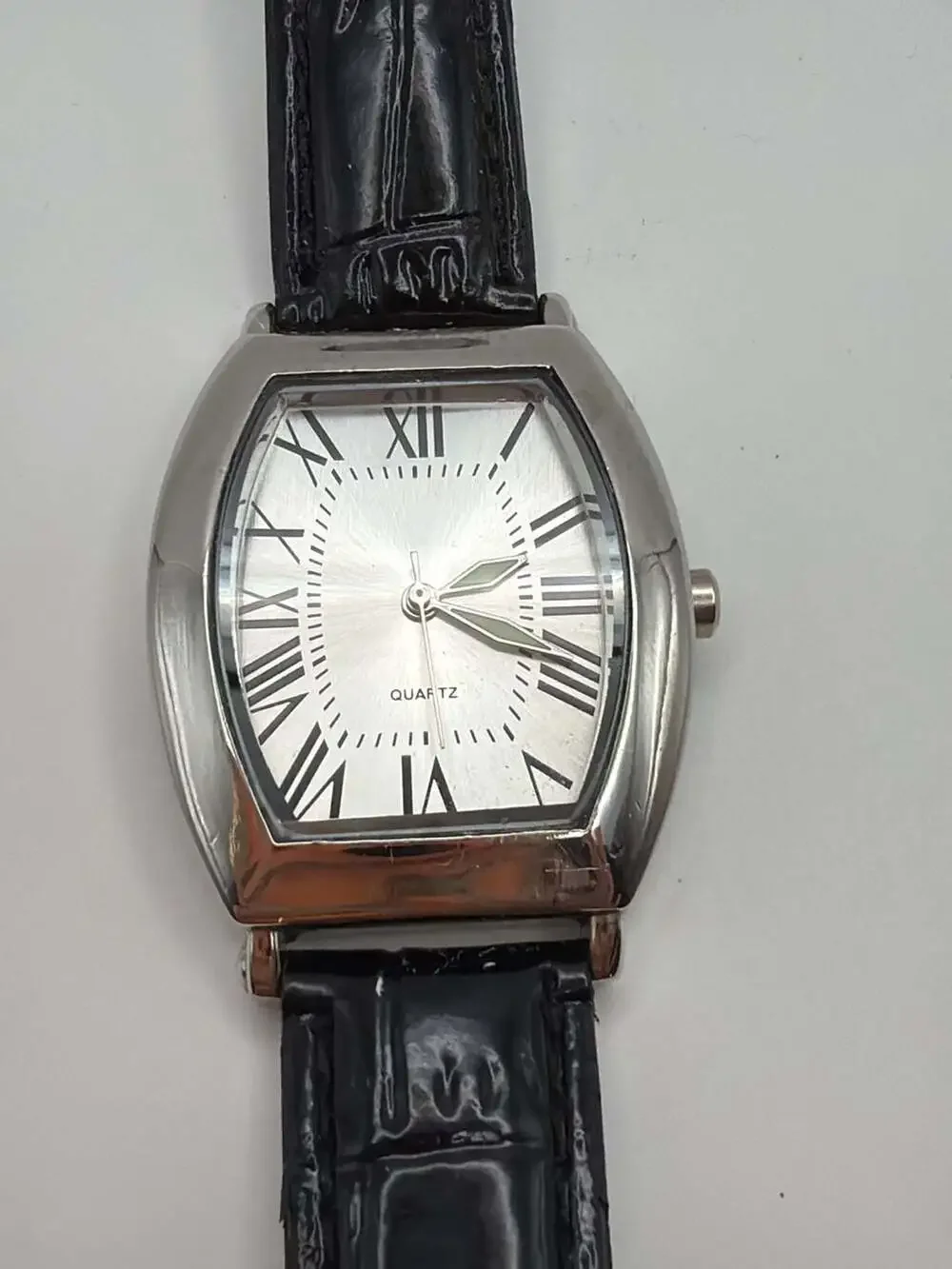 SKC Tonneau Case Quartz Women's Watch with Black Leather Strap